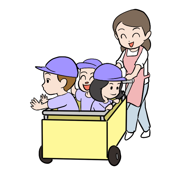 お散歩カートに乗って移動する子供と保育士のイラストのイラスト素材88121281- PIXTA
