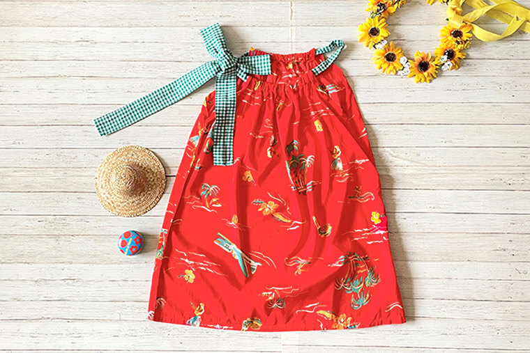 後リボンが可愛い✨リゾートワンピース❤型紙販売MahoeAnela公式サイト