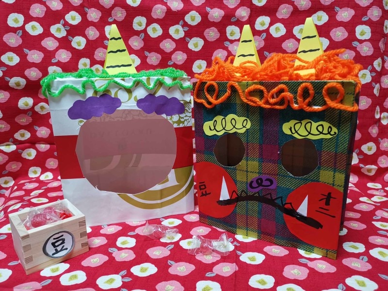 工作あそび 画用紙で作るかわいい鬼の帽子を作って節分にかぶってみよう