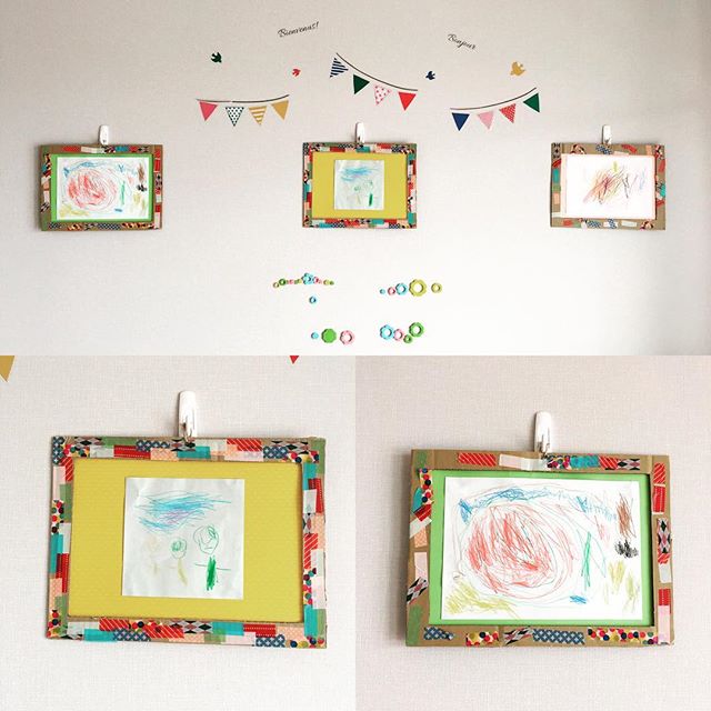 100均でできる！入れ換えラクラク♪子どもの絵の飾り方３選♪もちこの ごくらく♪おうち生活