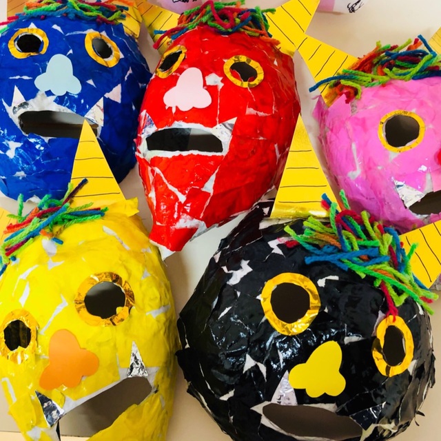 鬼のお面作り始めました♡ 年長とよはなブログ豊田花園幼稚園豊田市 幼稚園