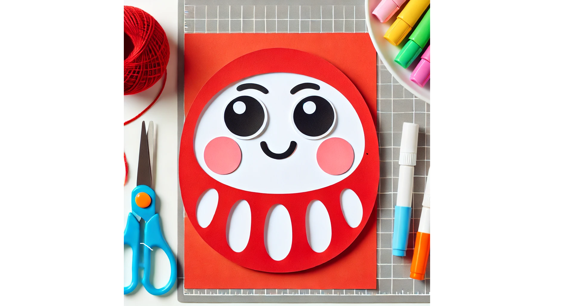 お正月製作 画用紙で作るだるまさんの作り方。〜指で絵の具を広げる楽しさを味わおう〜 壁面ほいくびより