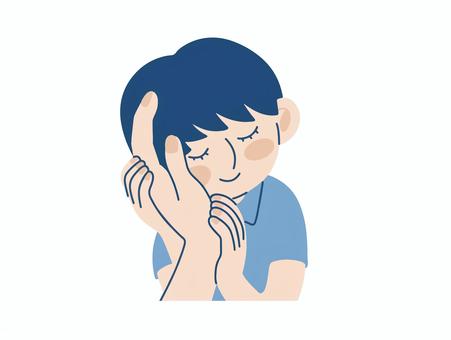 P_Q_頬に手を当てる - CLIP STUDIO ASSETS