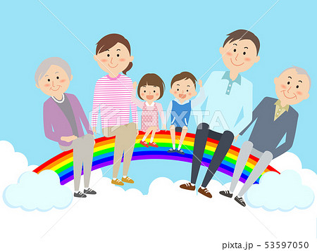 家族両親子供ファミリー - 3世代 - 同居暮らし 大家族 生活お父さんお母さん両親 - 不動産イラスト住宅・人物フリー素材