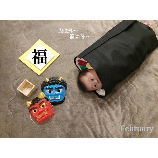 寝相アート®「ししまい」「節分」寝相アート®