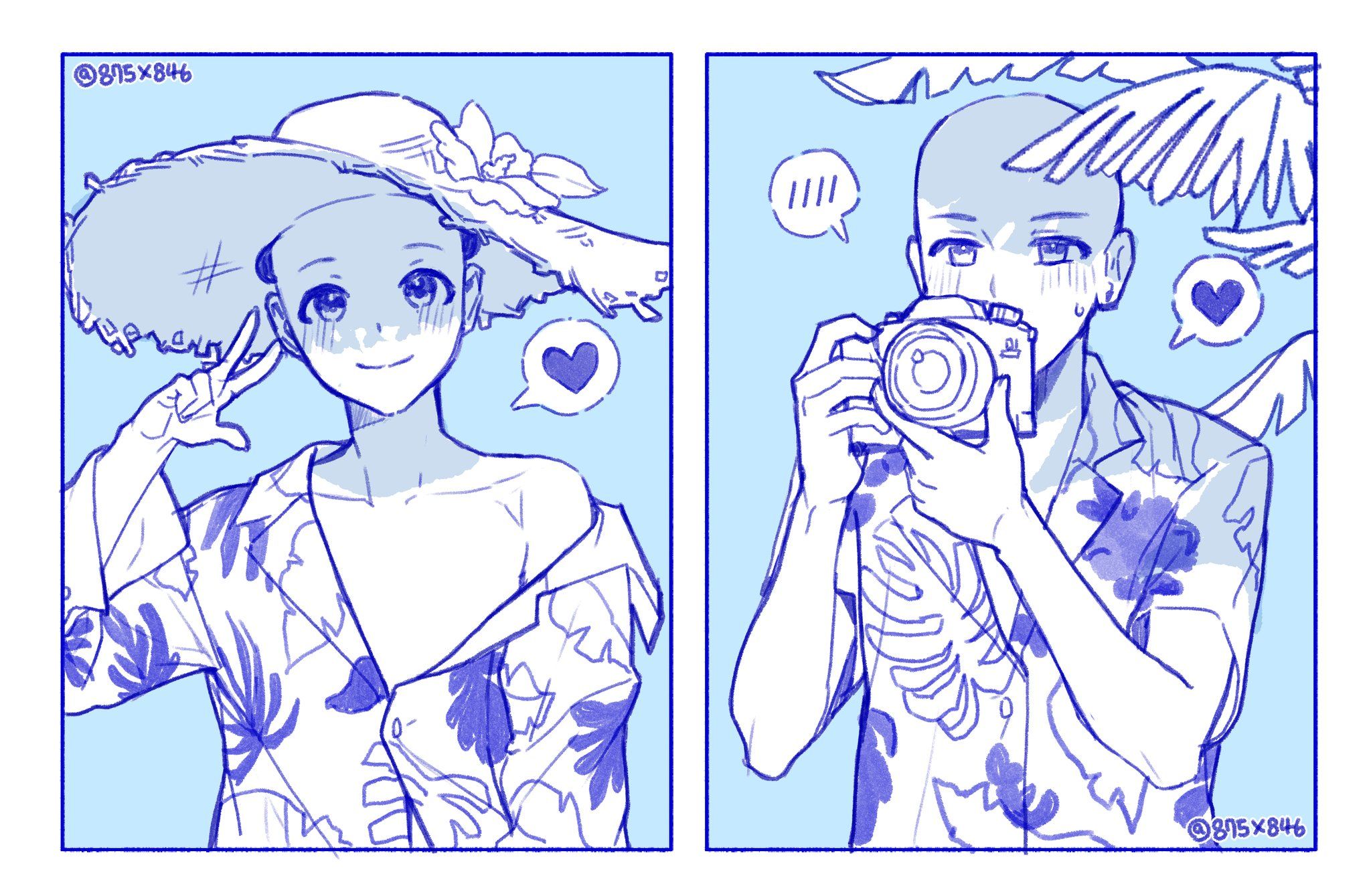 カップル 構図 イラストTikTok