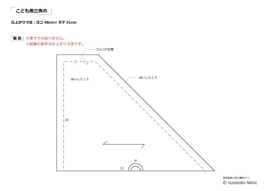 ゴム付き三角巾の作り方 リバーシブルタイプ 土台編 - ぎんがむちっく 手作り子ども服や可愛い小物たち