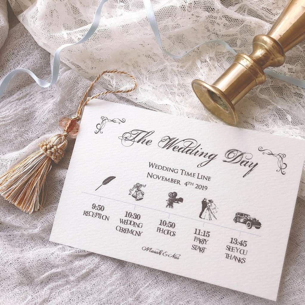 お洒落なウェディングタイムライン 10枚からペーパーアイテム専門店 Blue&White