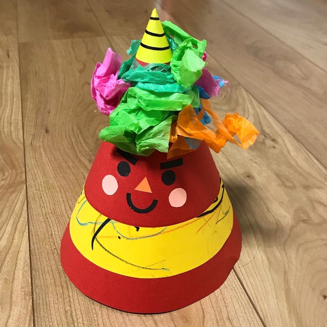 節分保育制作「おにのお面制作」～立体のお面が100均の材料で簡単に手作り出来る・動画あり～かすみそうブログ