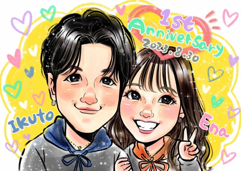 オシャレ・コラージュ似顔絵 2名分 アイコンやプレゼントに！カップルに人気です！ イラスト Iku gallery 通販9637231Creema クリーマ