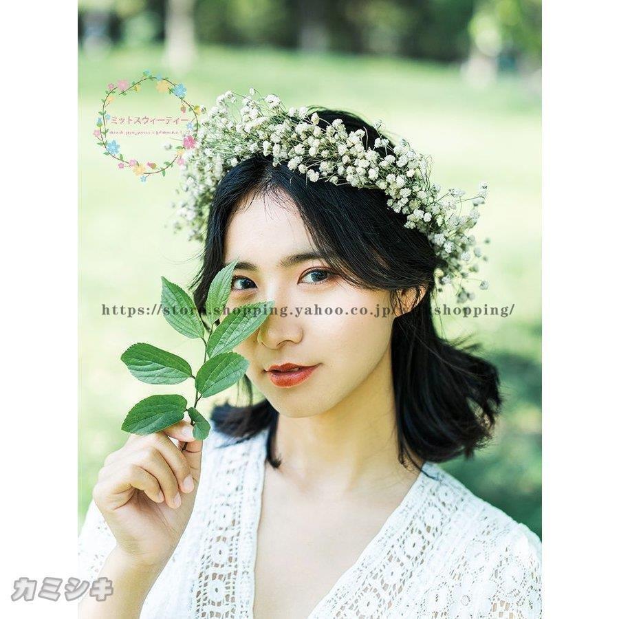髪飾り 花冠 花かんむり かすみ草 成人式 卒業式 結婚式 袴 振袖 和装 ウェディングヘア ユーカリミックス OHANAOHANA