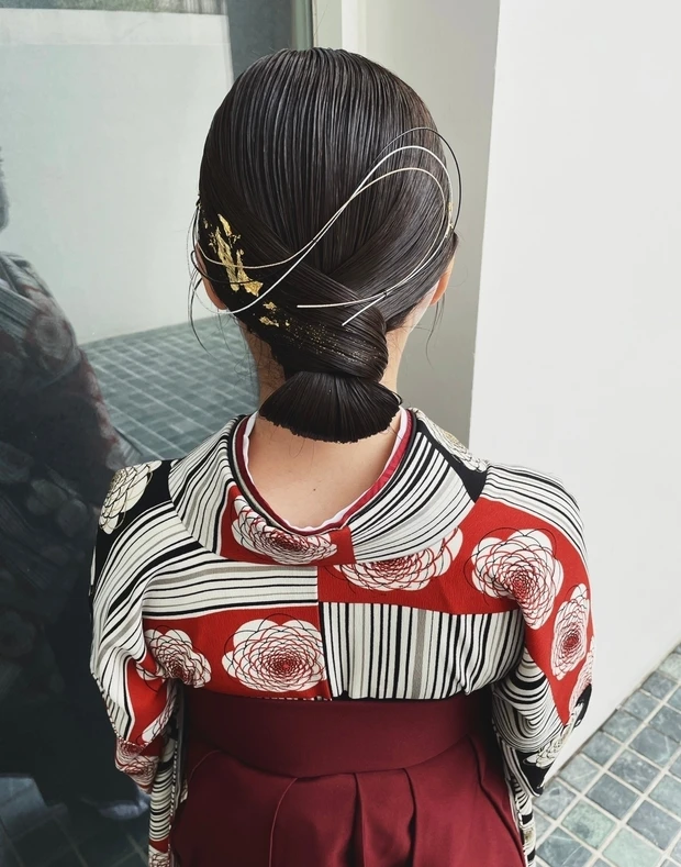 卒業式 袴 成人式 ヘアアレンジ ショートアレンジ 水引アレンジ：L178935655サロン ド ベルダンス Salon de Belledanse のヘアスタイルホットペッパービューティ