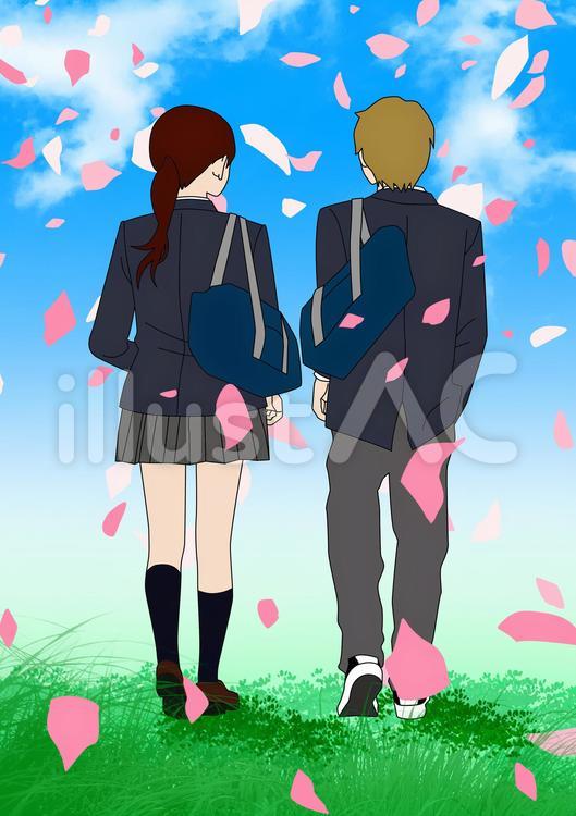 手を繋いでいる仲良しカップルの後ろ姿全身のイラスト素材81870845- PIXTA