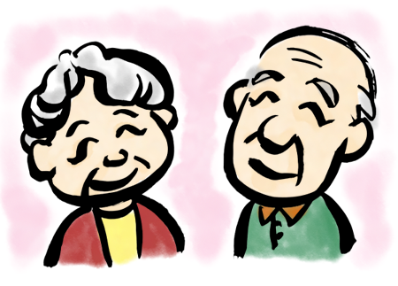 おじいちゃんを介護するおばあちゃん お風呂編 無料イラスト素材Good