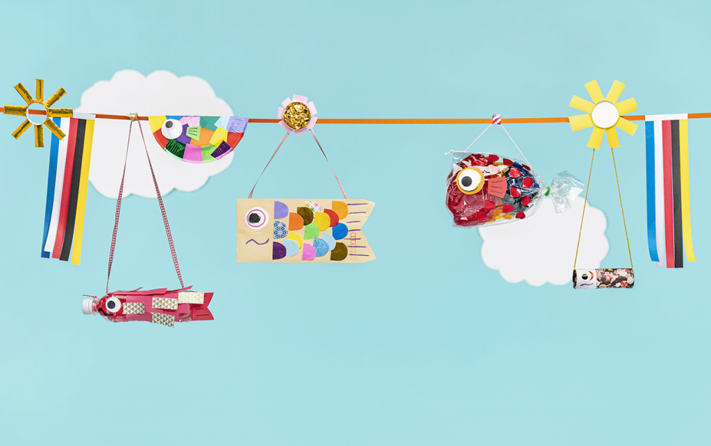 壁面飾り工房本店 壁面装飾・パネルシアター・ペープサート・型紙・知育・保育・介護商品の販売☆壁面飾り工房 横150cm 「こいのぼりおおきいね！」５月 子供の日 春 幼稚園 保育園 学校 病院 施設 知育 壁面装飾 型紙 製作☆