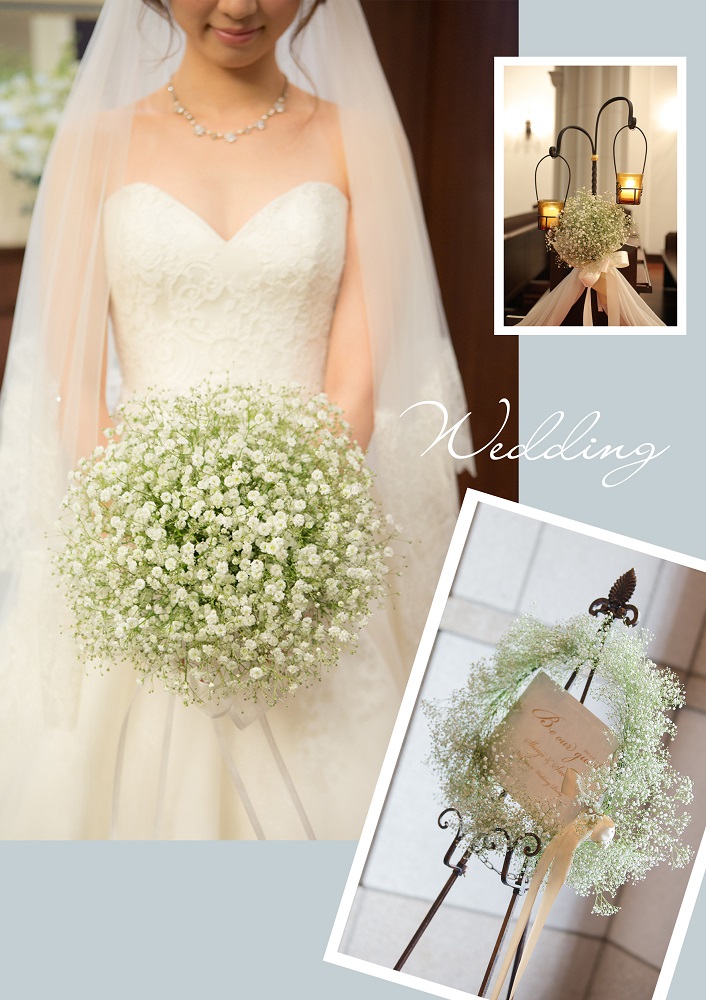 かすみ草を使った テーブルコーディネート🌿 テーブル装花に合わせて 席札とともに添える ナフキンフラワーにも かすみ草を♪統一感のあるお洒落なコーディネートになります☺︎