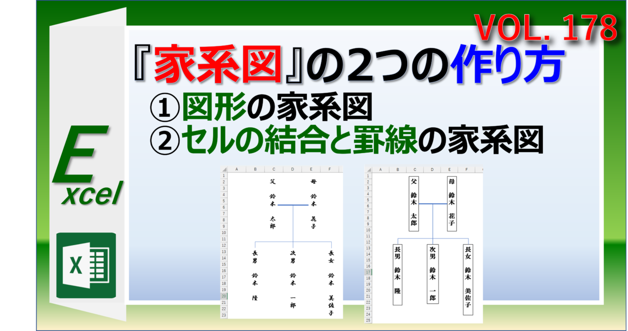 結婚式でも使えるシンプルで簡単な家系図雛形！エクセルでも編集出来るので使い方書き方は簡単！使いやすい雛形を無料ダウンロード！テンプレボール
