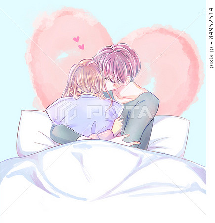 ベッドに横になって携帯電話を使用しているカップル イラスト フリー素材EPS無料ダウンロード - Pikbest