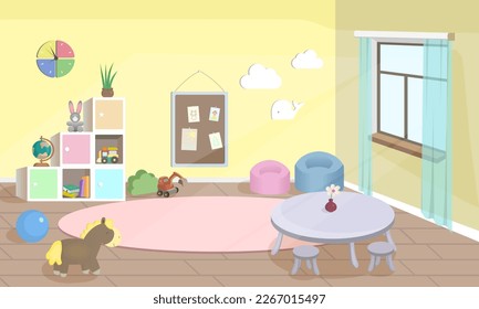 壁の緑の色の背景に子供部屋のモックアップ壁。Premium写真