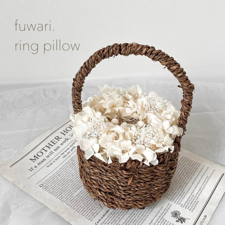 新作♡ミニサイズの木のカゴ♡ピンクとブルーのバラ♡2人で運ぶリングピローかご♡バスケット リングピロー レモネードレモン 通販16683609Creema クリーマ