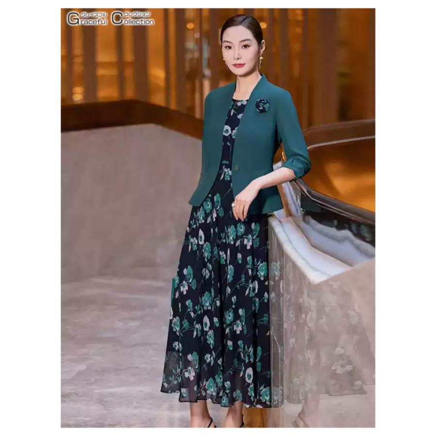 3色 フォーマルドレス 60代50代40代 新郎母 春夏 上品 着痩せ