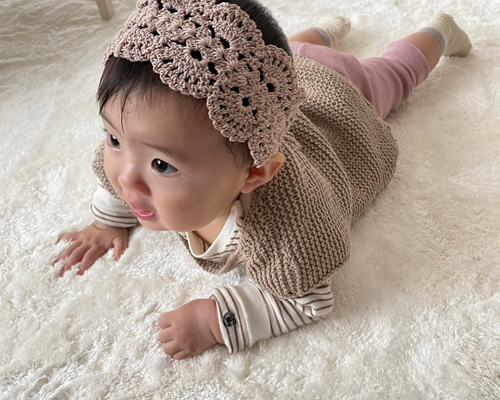 ribon band リボン ベビーヘアバンド キッズヘアバンド ヘアバンド かぎ編み かぎ針編み ニット 雑貨・その他 Re.made 通販10755212Creema クリーマ