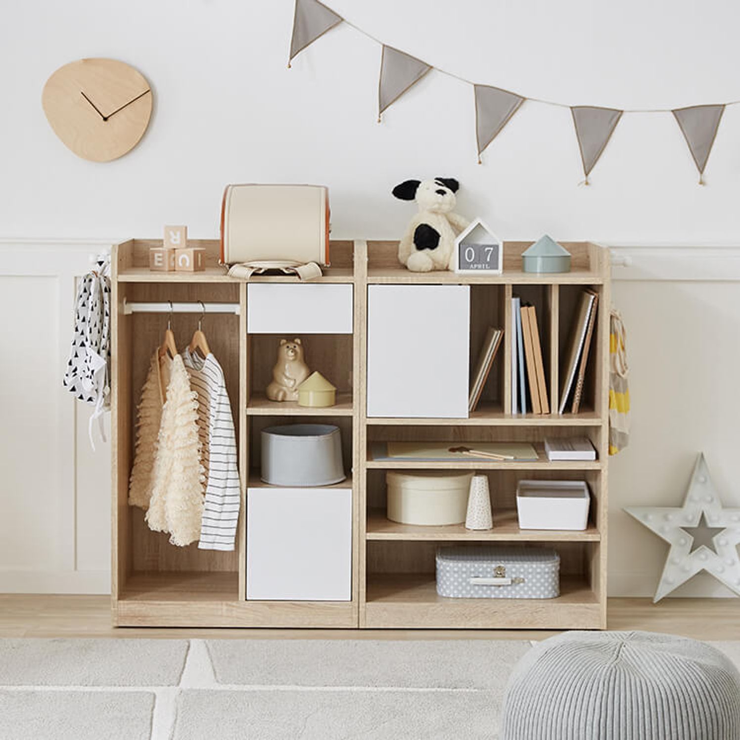 Pugrwei キッズクローゼット ベビークローゼット ワードローブ クローゼット子供用 かわいい 収納ボックス 衣類収納 小物 ハ タンスのゲンクローゼット 収納 おしゃれ ベビー キッズ ハンガーラック 衣類収納 キッズクローゼット 組み替え キャスター付き 折りたたみ