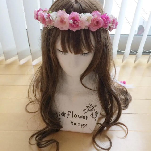 華やかな花かんむり かすみ草 ローズ ヘッドドレス ウェディングAmanda 通販 5839722Creema クリーマ