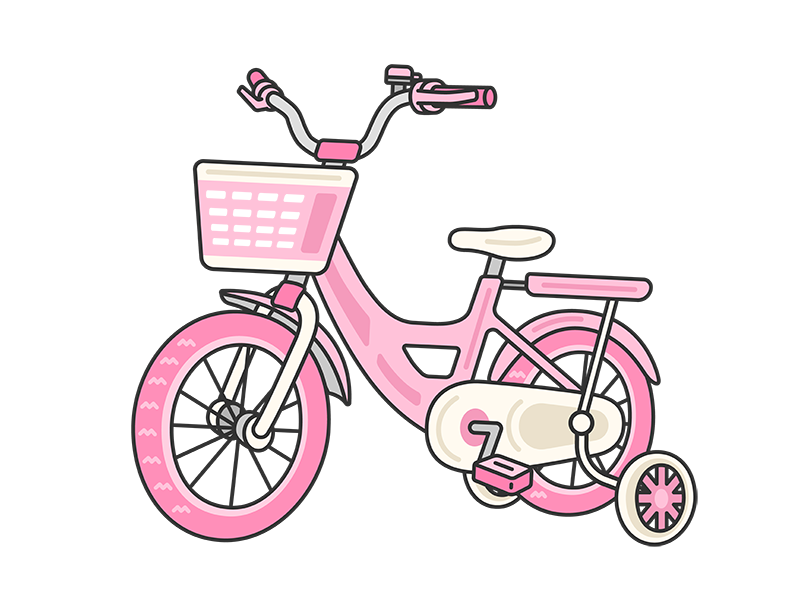 子供用自転車 ピンク：イラスト無料