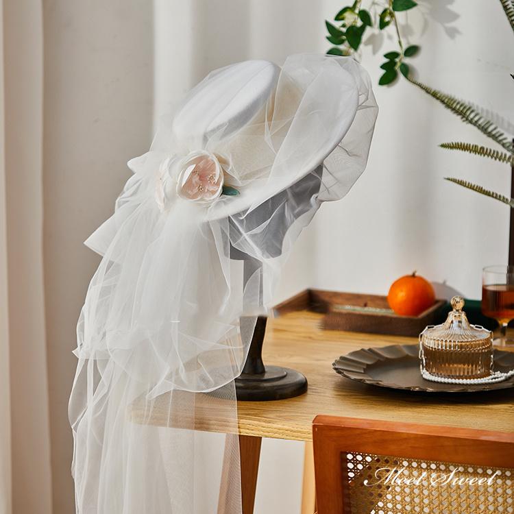 結婚式 トーク帽 チュール付きウェディングハット - メルカリ