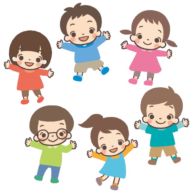 ジャンプをする子どもたちの水彩イラスト水彩の挿し絵屋さん