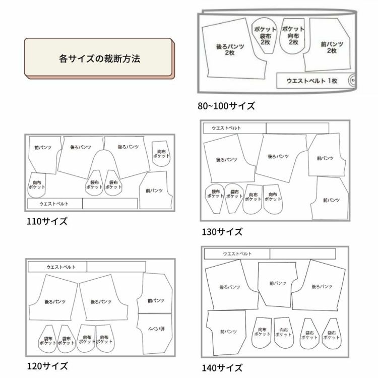 サイズ110☆型紙 パターン☆パンツ ハンドメイド☆キッズベビー 子供服 ズボン