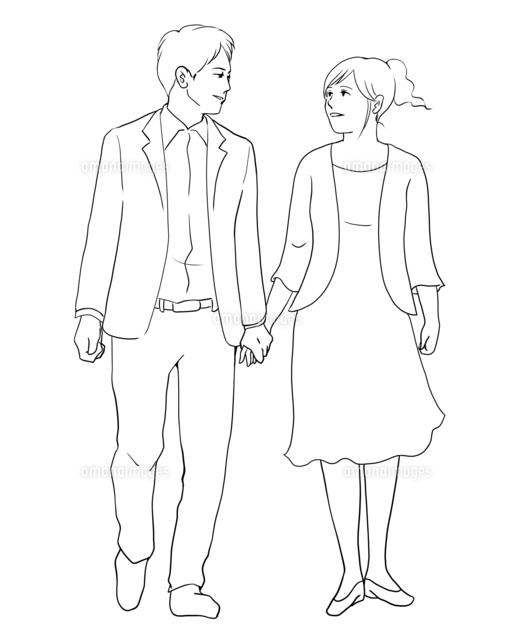 手をつなぐ学生カップル 全身のイラスト素材89382519- PIXTA
