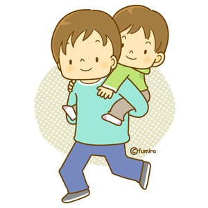 お父さんにおんぶされて安心して寝てしまった女の子のワンポイントイラスト無料イラスト素材TemplateBox