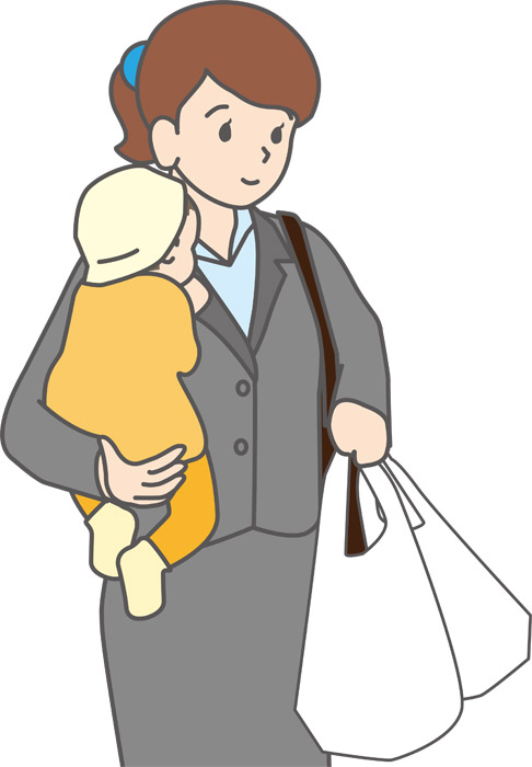 フリーイラスト仕事帰りの子育てママパブリックドメインQ：著作権フリー画像素材集