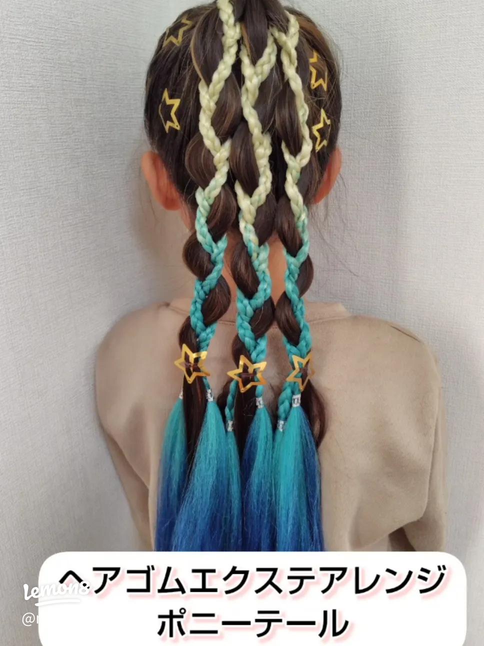 キッズダンス衣装 ヘアエクステ 10本入り ヘアアクセサリー エクステ ガールズ ヒップホップ 卒園式 ハロウィン コスプレ 子供 髪飾り ダンス髪型ウィッグ 三つ編み 編み込み 10色セット グラデーション ポニーテール カラフル 発表会TPSどんどん