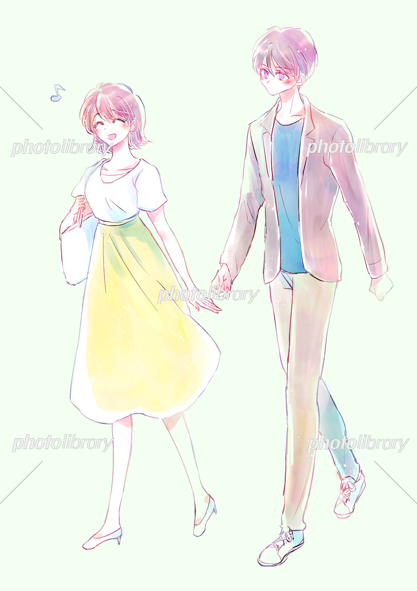 手を繋いで歩くカップルのイラスト素材110577689- PIXTA