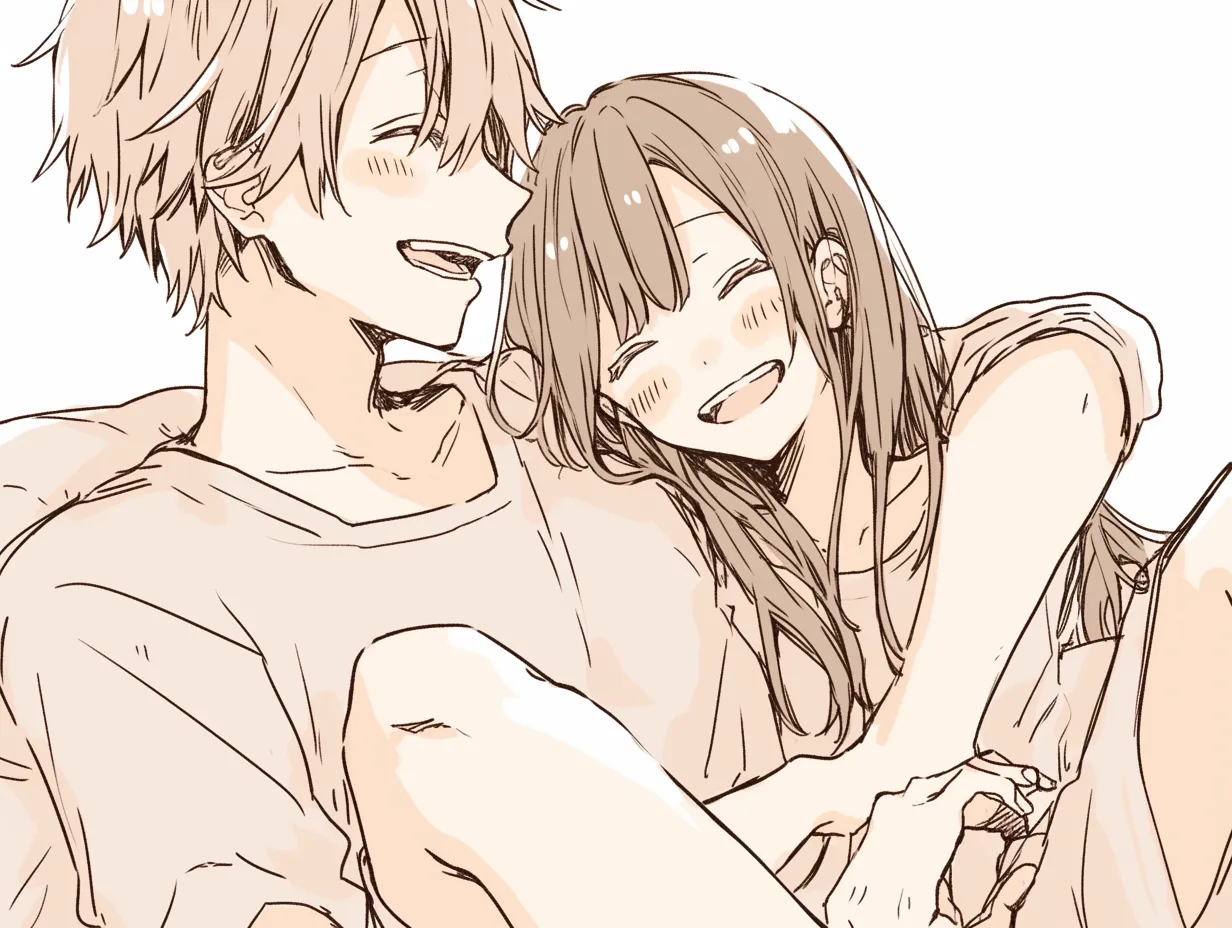 ベッドで寝ている幸せそうな男女のイラスト素材113106113- PIXTA