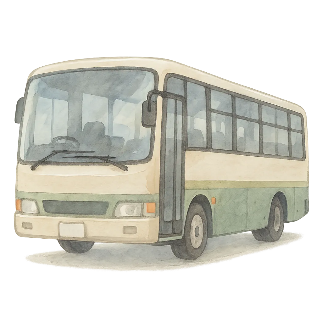 可愛いバスのイラスト - 無料のカラフル乗り物素材 - チコデザ