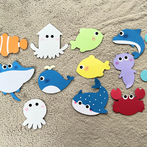 工作型紙配布中！ お魚製作！汚れず楽しめるフィンガーペイントのお魚さんfinger paint fish