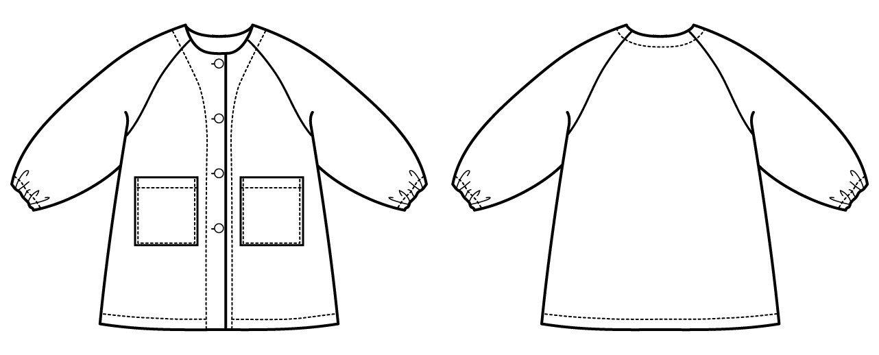 子供用エプロンの作り方 110・120・130・140サイズ かぶるだけで簡単着脱型紙なしで作れますキッズエプロン