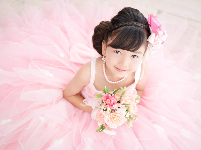 七五三 7歳 ヘアアップ&着付け 編み込みカチューシャ&カールアップ 和装ヘア 和髪 七五三髪型髪美館 ログハウス 美容室 ＆ Salon deMori 理容室