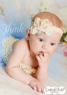 かぎ針編みで編むベビーヘアバンド38cm バンダナ