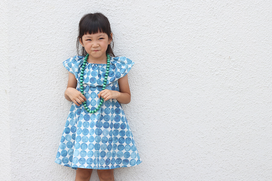 ハンドメイド 子供のフリル袖ワンピース- ハンドメイド洋裁ブログ yanのてづくり手帖-簡単大人服・子供服・小物の無料型紙と作り方