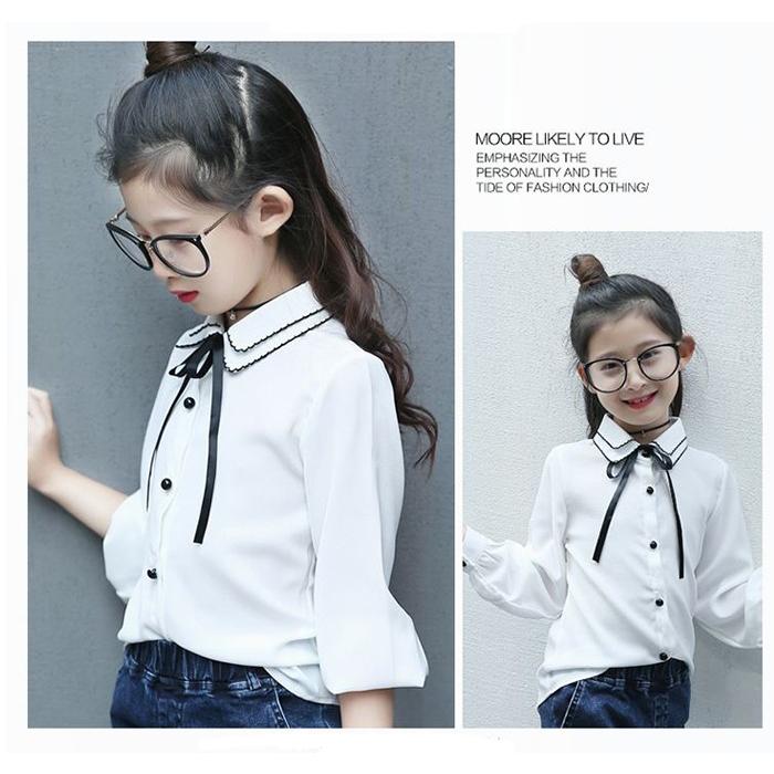 ブラウス 女の子 Yシャツ リボン付き フォーマル 子供服 送料無料 ホワイトシャツ 長袖 スーツインナー キッズ 子供スーツ ジュニア 大きいサイズ入学式 卒業式 フォーマル 制服 発表会 lss6411 - メルカリ