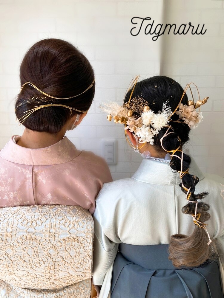 ヘアアレンジ 卒業式におすすめヘア③ボブのストレートヘア水引アレンジ ヘアメイク動画ヘアセット