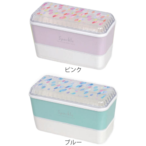 弁当箱 2段 スリム 女子 大人 子供 レンジ対応 食洗機対応 640ml 日本製 抗菌加工 OSK オーエスケー お弁当箱 かわいい おしゃれ小学生 中学生 高校生 女の子 女性 仕切り 箸付き ランチボックス 二段弁当箱 大容量 洗いやすい 通勤 通学 小学校 遠足 水色