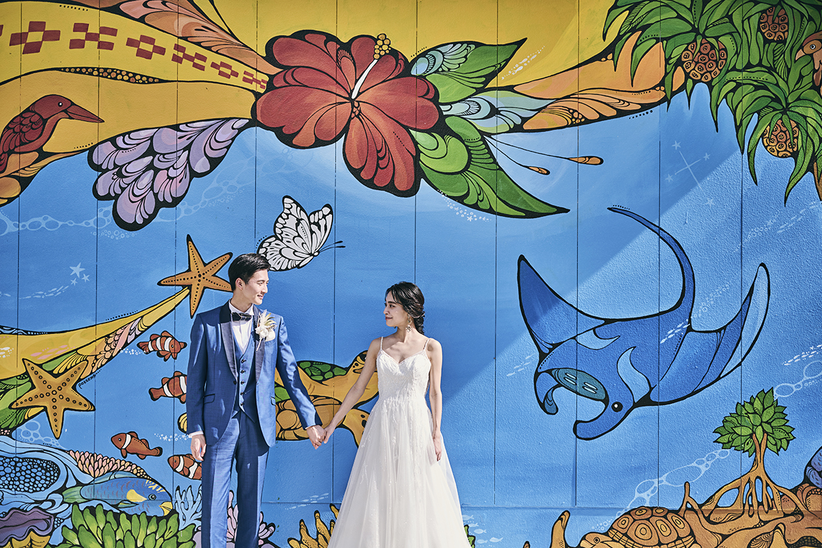 南十字星の下へ続くグラデーションバージンロード。クルデスールin石垣島ainowa沖縄リゾートウェディング