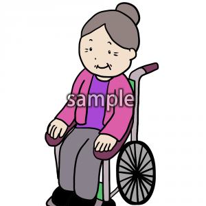 可愛いこどもとおばあちゃんの車椅子イラスト