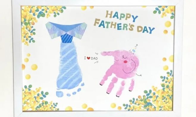 父の日ギフト☆ひまわりデザイン☆お名前ポエム入り☆手形、足形アートB4の通販 by みーちゃんのポエム屋さんラクマ